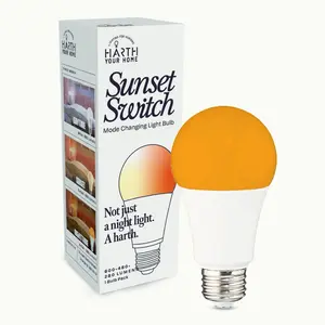 Harth Sunset Switch Bulb - Blue Depleted & Enriched Dual LED Technology for Better Sleep & Daytime Focus - Standard A19 Fit - 30,000+ Hour Long Life - Healthy Lighting Solution