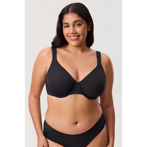 DELIMIRA Women's Inbarely Lift Full Coverage Bras No Padding Plus Size Unlined Underwire Seamless Bra
