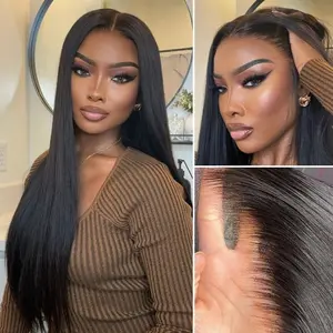 Keiyet Hair Glueless Wigs Human Hair 13x6 HD Lace Frontal Wig Human Hair Brazilian Straight 7x5 Lace Closure Human Hair Wigs For Black Women Pre Plucked 180%