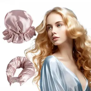 4-Set No-Heat Overnight Satin Curlers, Heatless Curling Rod Headband with Hair Caps for All Hair Types outdoorfun