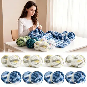 HOMBYS Multiple options available Tie Dye Chunky Chenille Yarn for hand knitting – 8 Pack Super Bulky Yarn for Crochet, Hand Knitting Blankets & DIY Crafts -- maker flowers mini craft gift