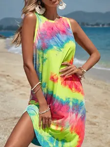 Women's Tie Dye Tank Short Summer Dress | Casual Beach Vacation & Loungewear Dress