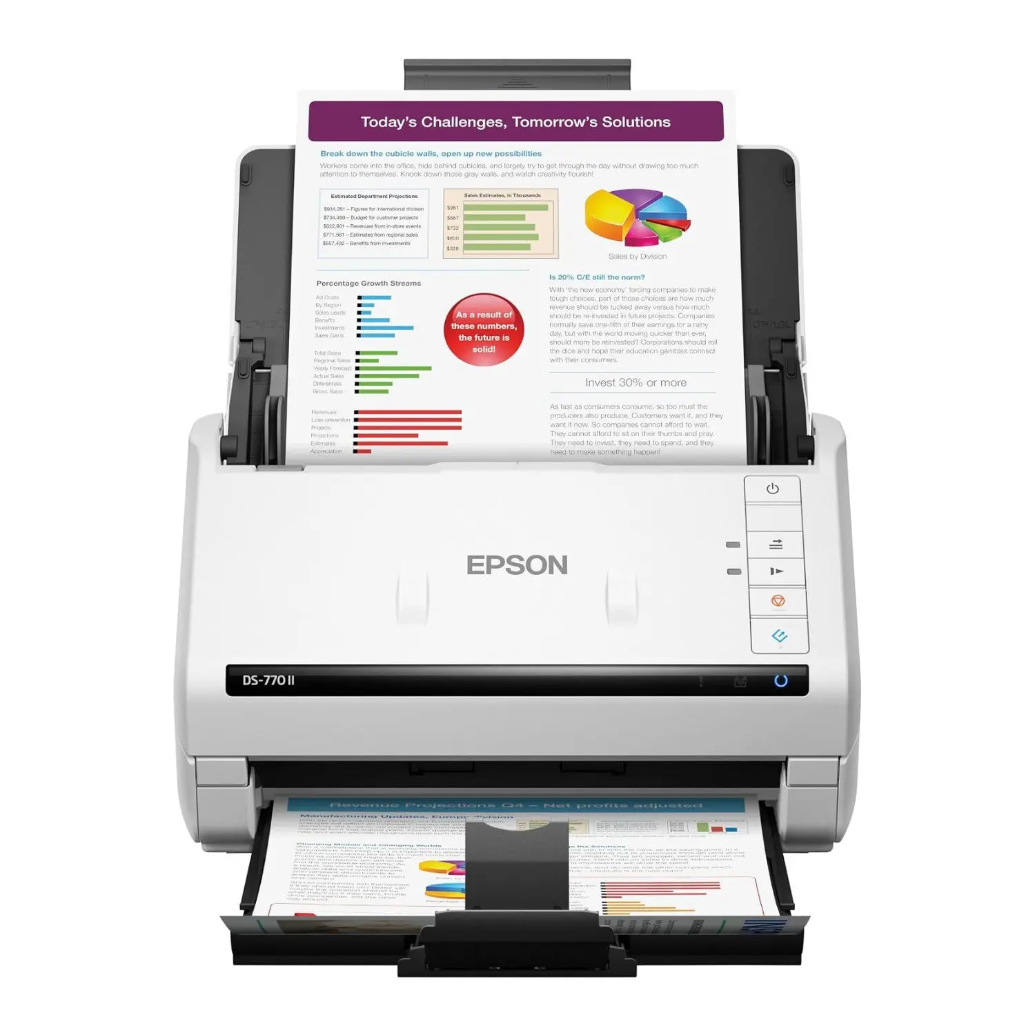 Epson DS-770 II Color Duplex Document Scanner, 45 PPM High Speed, Compact, USB 3.0, Ideal for Workgroups