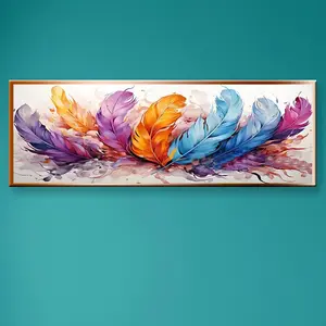DIY Diamond Arts Colorful Painting Kit, Colorful Feather Pattern Diamond Arts Colorful Painting without Frame, Handmade Art Crafts for Home Decor