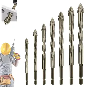 4-7 PCS New Four-Flute Sawtooth Eccentric Drill Bit, Four-Edged Serrated Eccentric Drill, Multifunction Sawtooth Eccentric Drill Bit Set, High Hardness Skewed Head Eccentric Drill Bits