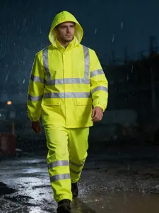 High Visibility Reflective Raincoat, 360° Reflective Strips, Waterproof Windproof, Ideal for Transportation, Construction, Fishing