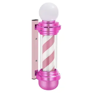 BarberPub Barber Pole with LED Light for Hairdressing Barbershop Open Sign, Salon Spa Stripes Rotating lamp L018
