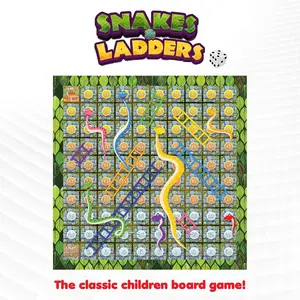 Snakes & Ladders Classic Board Game for Kids & Family, 2-4 Players, Ages 5+, Durable Paper & Plastic Material, Teaches Motor Skills & Number Sequence family  board  game
