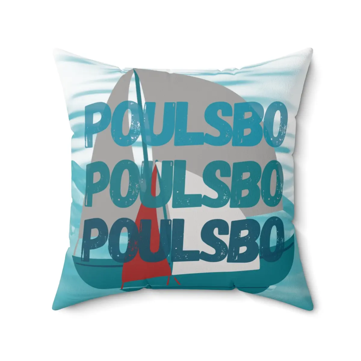 Poulsbo sailboat pillow | boat pillow | Washington pillow | PNW pillow | Pacific Northwest throw pillow | Decorative pillow