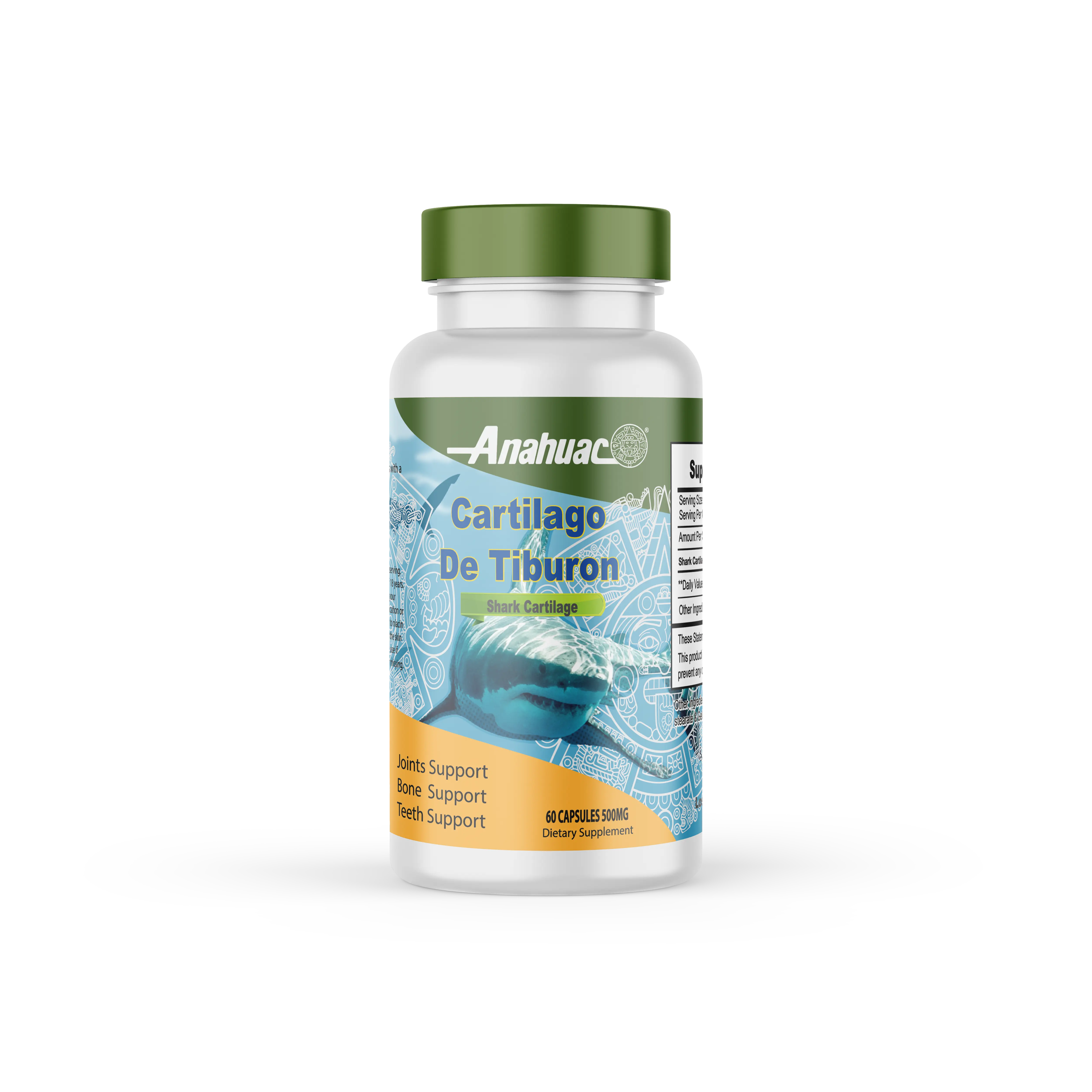 Anahuac Cartilago de Tiburon (Shark Cartilage) – 60 Capsules, 500mg | Natural Marine Collagen Source for Joint and Bone Support