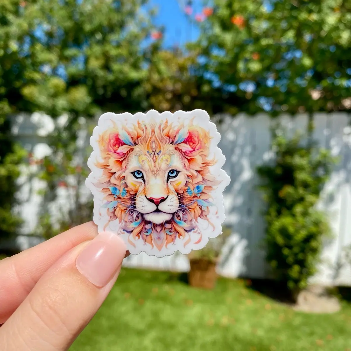 Classic Pastel Lion Vinyl Sticker, 1.9x2in