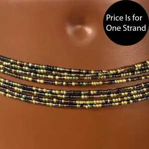 AAEssentials Earth Glass Waist Beads - Black & Gold Colorway for Stylish Wear