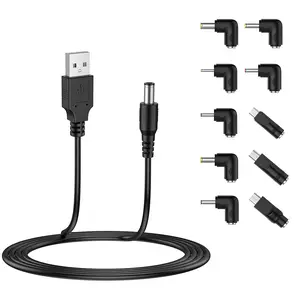 to DC 5V Power Cord, Universal DC 5.5x2.1mm Plug Jack Charging Cable With 10 Connector Tips(5.5x2.5, 4.8x1.7, 4.0x1.7, 4.0x1.35, 3.5x1.35, 3.0x1.1, 2.5x0.7, Micro USB, Type-C, Mini USB)5FT