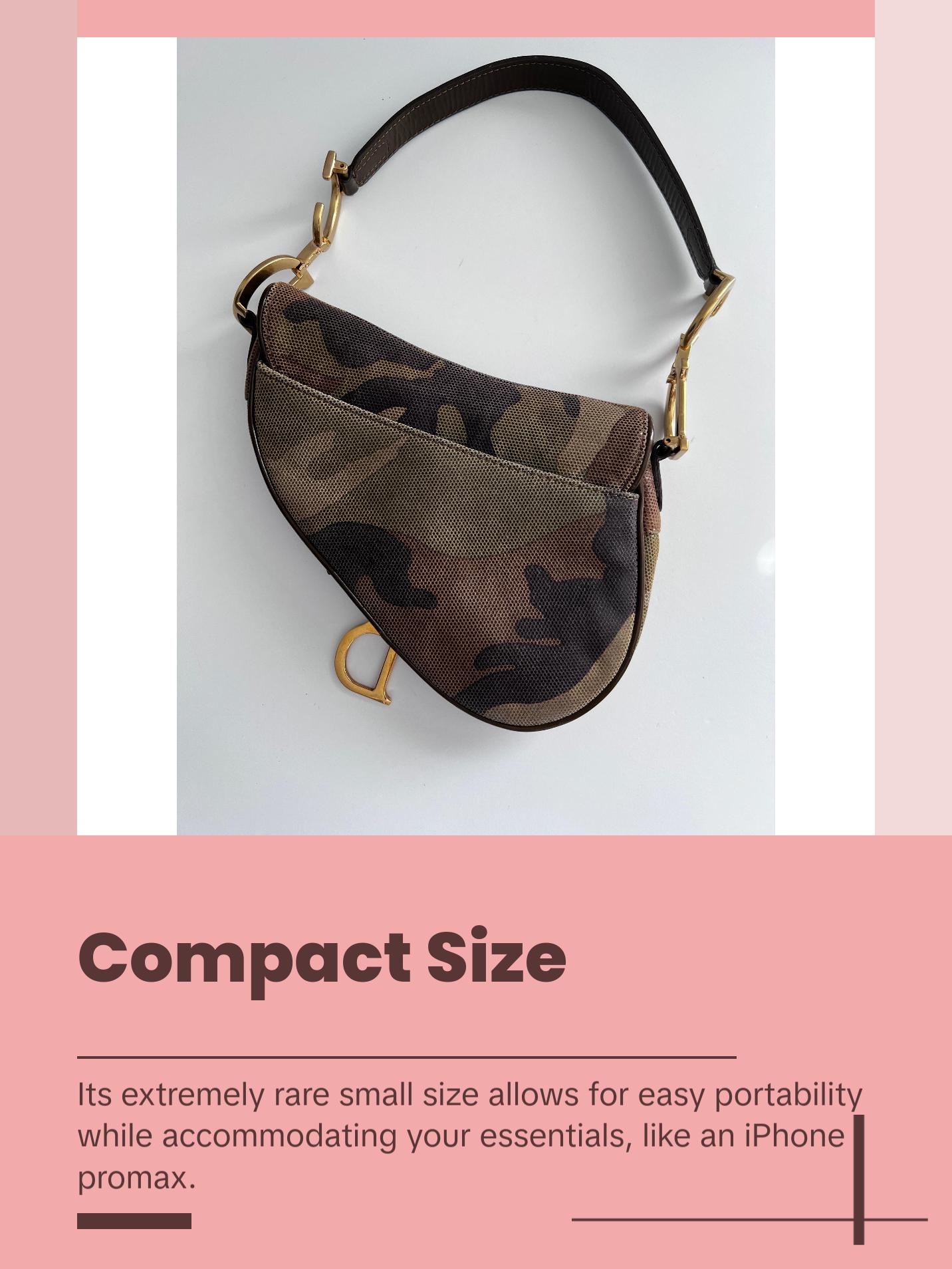 Pre-owned Dior leather Shoulder Bags Extremely rare small size camouflage saddle bag