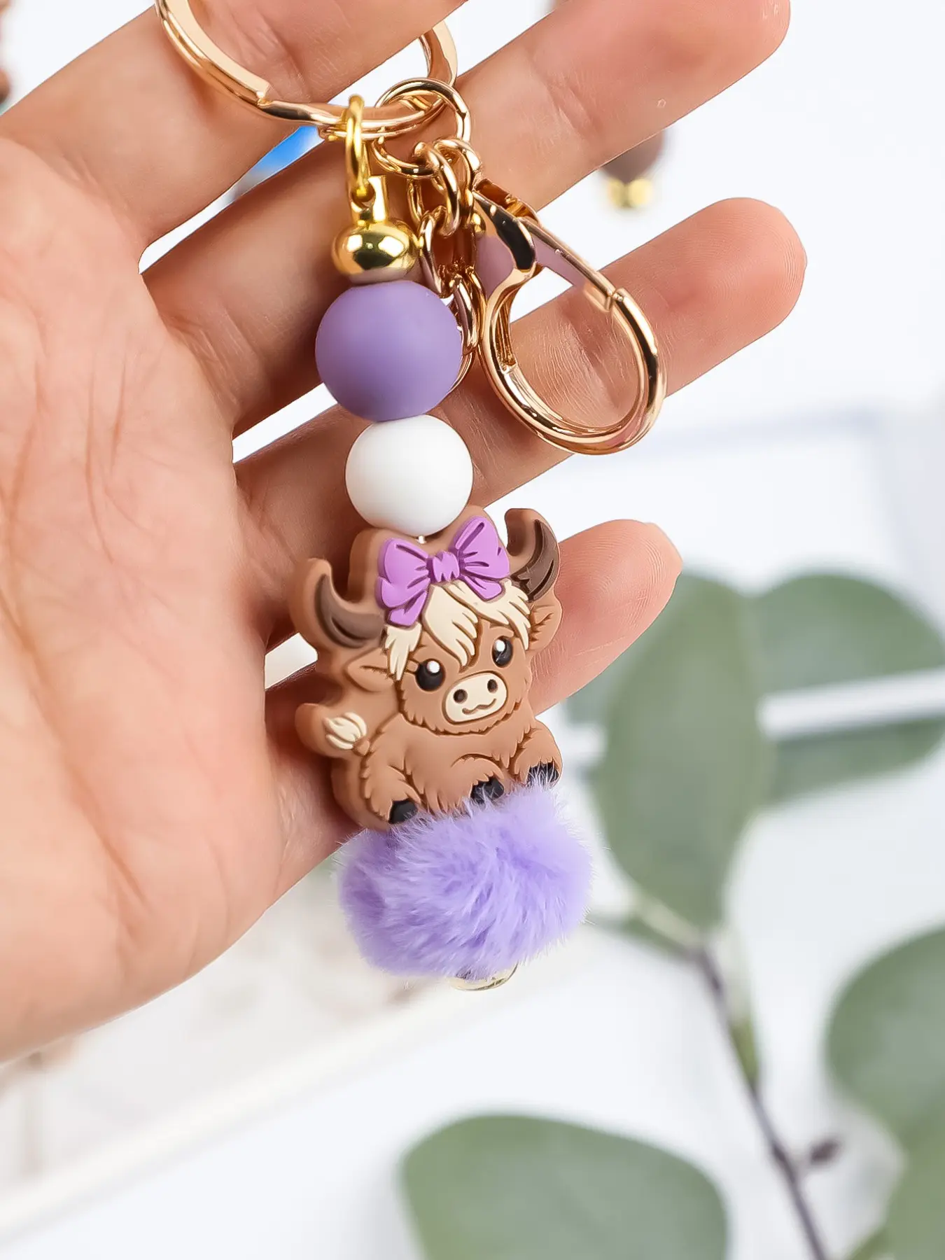Boho Style Mini Beaded Fashion Keychain, Macaron Color Floral Pattern Card Holder, Cute Farmhouse Design, Perfect Gift for Friends and Family