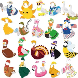 21 count Holiday Goose Outfits  for Fridge Seasonal Interchangeable Decor  Goose Dress up Set Funny  Geese  for Refrigerator Christmas  Decoration