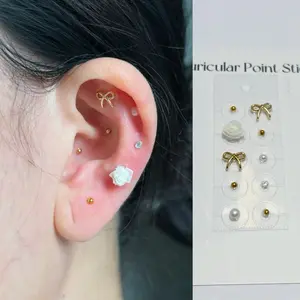LuluPop Bow Rose Ear Seeds Acupuncture Kit – Ear Acupuncture Sticker Ear Seeding Jewelry, No Piercing Earrings Magnetic Earrings Clip On Earrings Ear Cuff Cartilage Earrings for Auricular Therapy & Stylish Decoration all-season gift Ear Seed Earrings