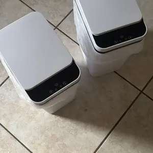 2 Pack 12L ABS Automatic Trash Bin, Touchless Motion Sensor Smart Garbage Can (23.5cm*15.5cm*30cm) for Kitchen, Bedroom, Home Household Use，Slim Waterproof Small Trash Bin（Father's Day gift）