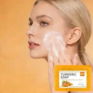 Natural Turmeric Kojic Acid Soap 100g, Handmade Face & Body Cleanser, Moisturizing Skin Care, Free Foam Net Included