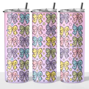 Easter Bows 20oz Steel Insulated Tumbler with Clear Lid and Reusable Straw - Flasks, Drinkware