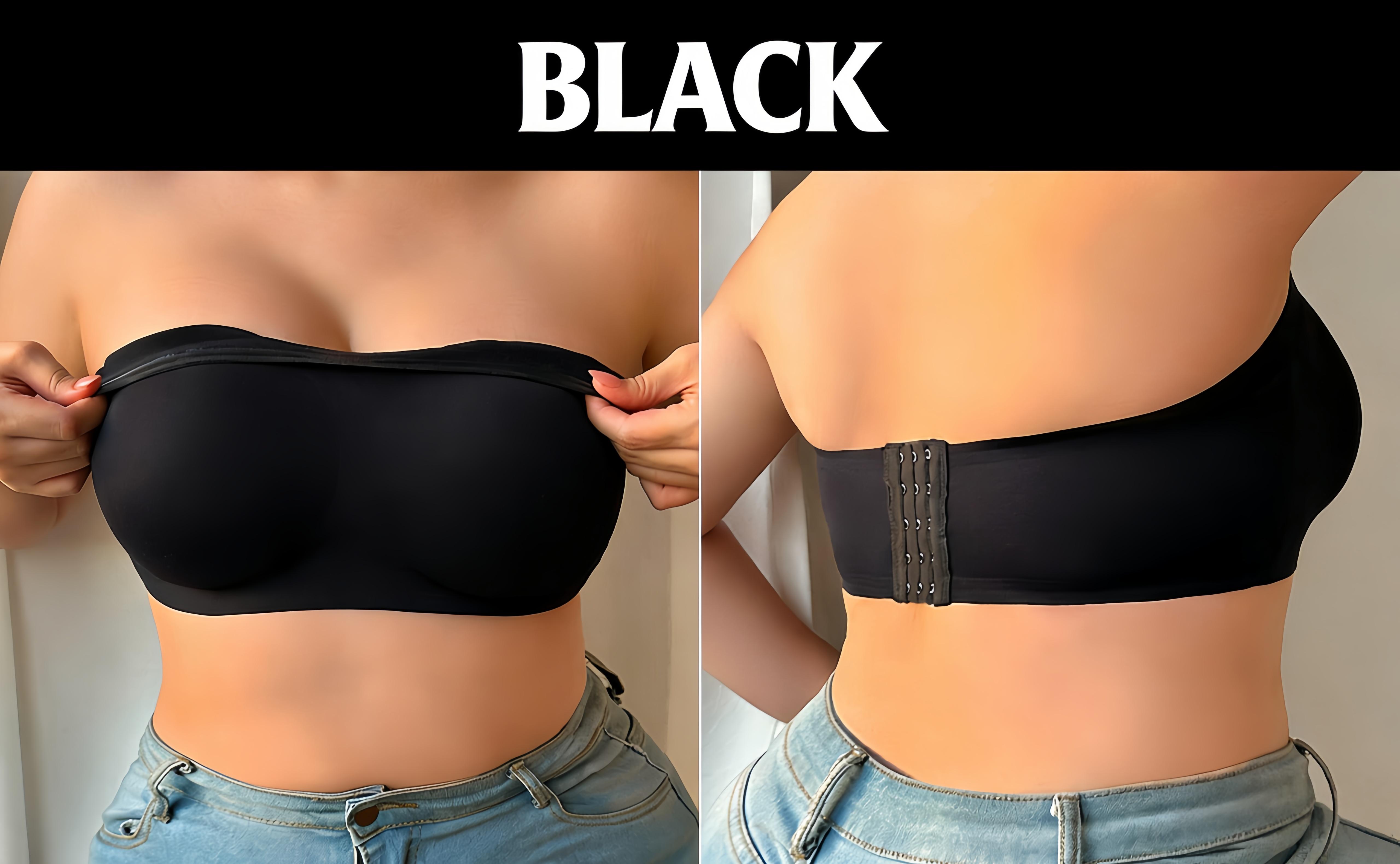 Plus Size Strapless Bandeau Bra, Non-Slip Wireless Support Tube Top for Curvy Women, Comfortable Seamless Bralette in White & Apricot