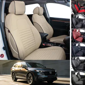 EKR Custom Fit Honda CRV Car Seat Covers (Fits 2012-2026 EX EX-L LX Sport Hybrid) Full Leather Black Waterproof Stain-Resistant Easy Install All-Season Car Seat Protection Interior Upgrade 2-Year Warranty