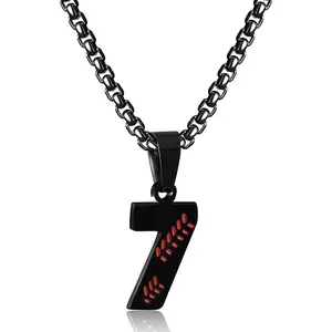 Personalized Baseball Number Necklace for Boys 0-99 Athletes Jersey Number Stainless Steel Baseball Team Charms Pendant Baseball Gifts for Men