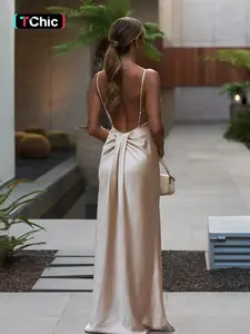 Vacation Style Backless Slim Dress, Sleeveless Party Gown, Elegant Summer Evening Wear, Perfect for Holiday, Womenswear