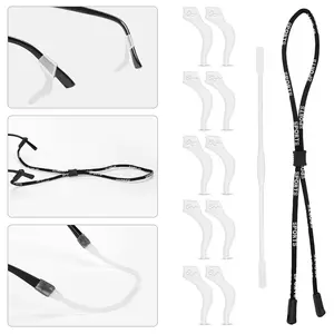 12 Pack Anti-slip Eyeglass Ear Grips Hook, 5 Pack Soft Silicone Eyeglass Strap Holder, Silicone Anti Slip Holder for Glasses for Eyeglass