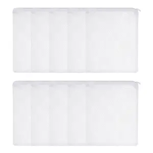PETAXCELL Aquarium Filter Media Bags, Fish Tank Fine Mesh Bag with Zipper Reusable Versatile 10 x 8 Inch, (White, 10pcs)/ Intended for Fish Tank/Aquarium/Pond/Activated Carbon/Ceramic Rings