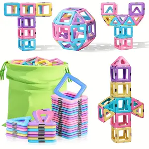 Magnetic Building Blocks Toy Set, Magnetic Tiles Stacking, Macaron Color Construction Toys for Kids 3-6 Years Old, Creative Birthday Christmas Halloween Gift, Building Block Sets