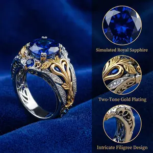 925 Sterling Silvery Two ne Ring Set with Synthetic Sapphire, Vintage Style, Domineering Men's And Women's Rings, Suitable for Daily Wear And Party/ Birthday/ Anniversary Christmas Necklace Gift Multi-Layered Moon Boho Insect Dragonfly Necklace rice grain