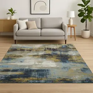 HomeRoots 569469 8 x 10 ft. Blue Abstract Hand Knotted Rectangle Area Rug