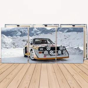 Wooden Framed Canvas Printing, 3 Counts Snow Racing Car Pattern Wall Art, Modern Art Wall Decoration, Perfect Living Room Decor