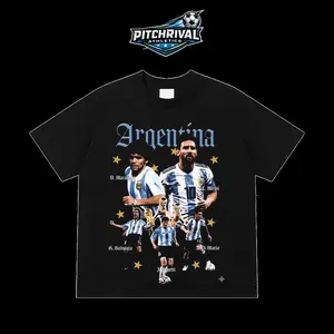 Vintage Argentina Legends Graphic Tee – Lionel Messi & Diego Maradona Retro Bootleg Shirt, 100% Cotton Oversized Streetwear, Argentina Tournament 2026 Tee, Heavyweight Soccer Fan T-Shirt 2026, Unisex Football Gift Ideas