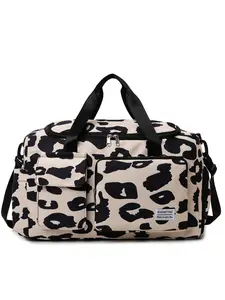 Women's New Large Capacity Leopard Print Waterproof Travel Bag, Athletic Bag, Multi-Pocket Design, Hangs on Luggage, Ideal for Gym and Short Trips