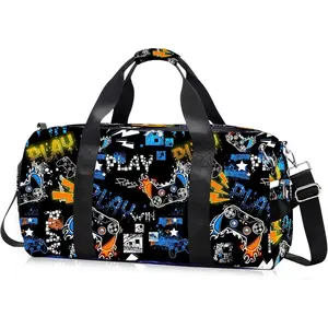 X-CPB03   Kids Overnight Duffle Bag Boys Sport Gym Bag with Shoe Compartment & Wet Pocket, Carry On Weekender Travel Bag for Kid Boys