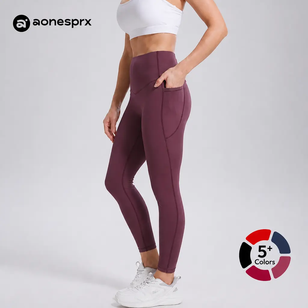 Aonesprx Ultra-Define No Front Seam full length Leggings with pockets for Women 27" Inseam, High Waisted Yoga Pants Side Pockets, All Season Yoga Fitness Gym Sportswear Bottoms, Travel Essentials