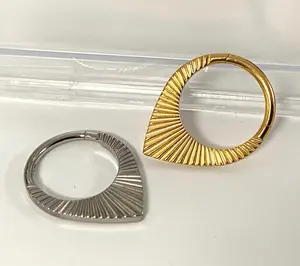 1pc Solid Titanium Cuts Teardrop Hinged Segment Ring Septum Tear Drop Clicker