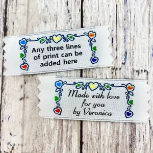 20 Personalized Woven Fabric Labels & Tags for Knitting, Sewing, Crochet & Quilting projects.