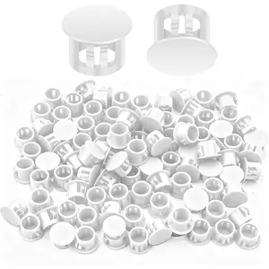 100PCS 3/8" White Plastic Plugs Decorative Covers for Cabinet and Round Furniture Holes