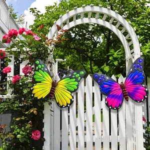 2pcs Whimsical Metal Large Butterfly Wall Decor Handmade -18inch Metal Outdoor Wall Art Decor For Patio Garden Fence Living Room, Bedroom, Butterfly Gifts, Pefect For Valentine'S Day, Mother'S Day, Wedding Decoration