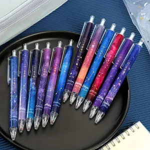 Constellation Series Press Type Gel Pen, 12pcs/set 0.5mm Black Ink Writing Pen, Aesthetic Pens, Office Stationery & Supplies for Home School Office