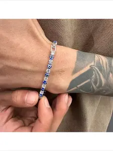 Trending European American Style Colorful Evil Eye Redemption Eye High Class Square Cubic Zirconia Bracelet Sophisticated Versatile Daily Party Hand Jewelry