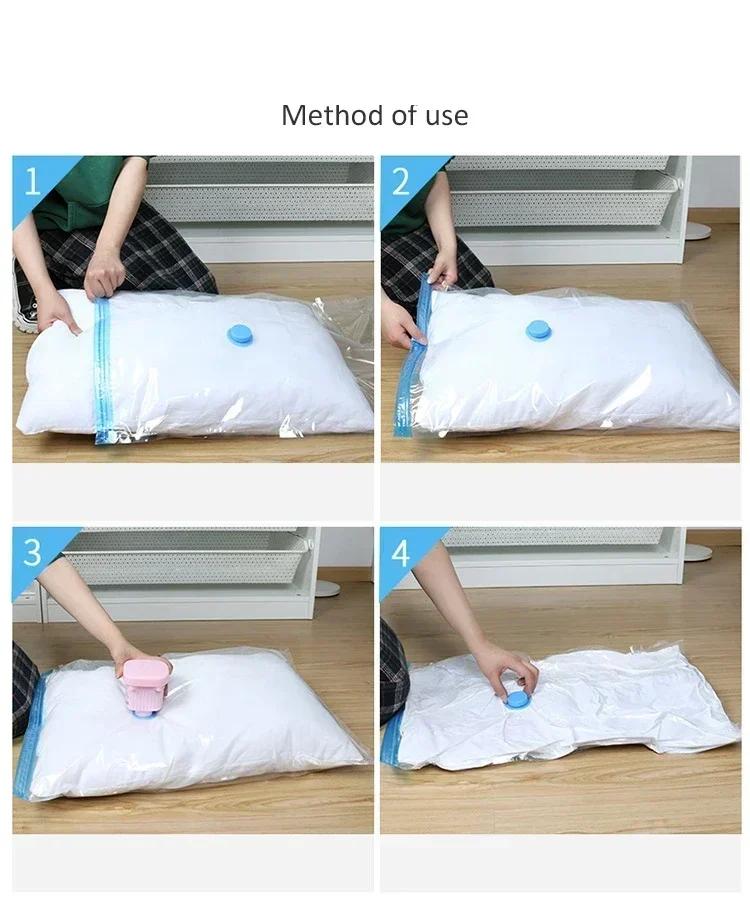 6PCS Vacuum Bag With Valve or Pump for Clothes Storing Large Plastic Compression Empty Bag Travel Accessories Storage Container