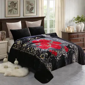 Soft Fleece Blanket  Size, Heavy Korean Blanket, 85x95 Inches- 9 Lbs, Single Ply,  Thick Warm Breathable  Decor, Cozy Fuzzy Winter Bedding, Floral Embossing , Flower