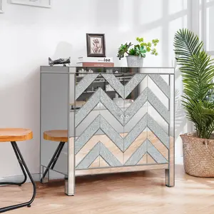 [SOIYELIFE] Storage Cabinet with Mirror Trim and M Shape Design Spliced Combination For Living Room, Dining Room, Entryway, Kitchen Fine furniture Small Modular Storage Cabinet