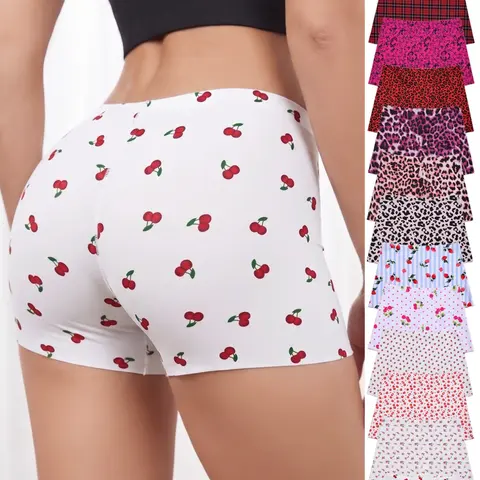 12 Pcs Colorblock Floral Print Seamless Breathable Design Boxer Briefs, Comfortable Breathable Elegant Women's Underwear, Ideal for Everyday Wear, Yoga, Gym