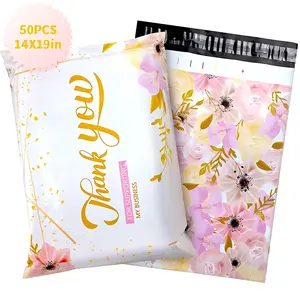 50Pcs Large Poly Mailers 14 x 19In, Cute Shipping Bags for Small Business Clothing Mailers Poly Bags Self Seal Poly Mailer Plastic Mailing Bags, Big Polymailers Package Bags Shipping Envelopes Mailers (Flower) outdoorfun