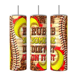 Softball 20oz skinny Tumbler Drinkware Insulated Lid Coffee Portable